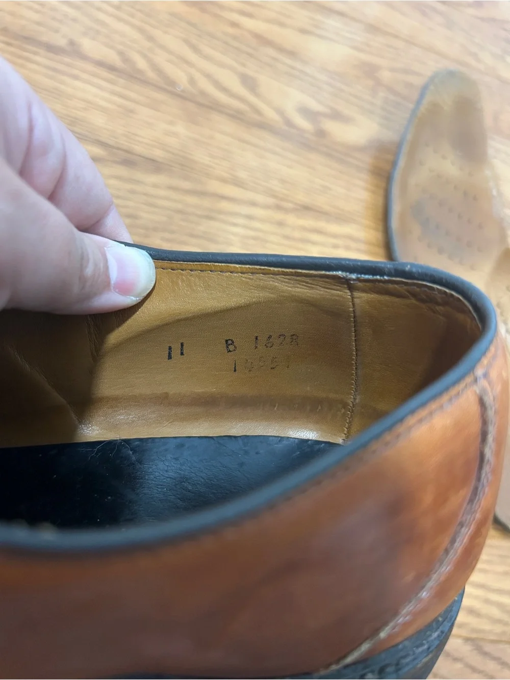 Allen Edmonds Kennett Cognac Brown Split Toe Leather Derby Shoes